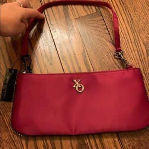 Vynil mini purse with xo design and jewelled side